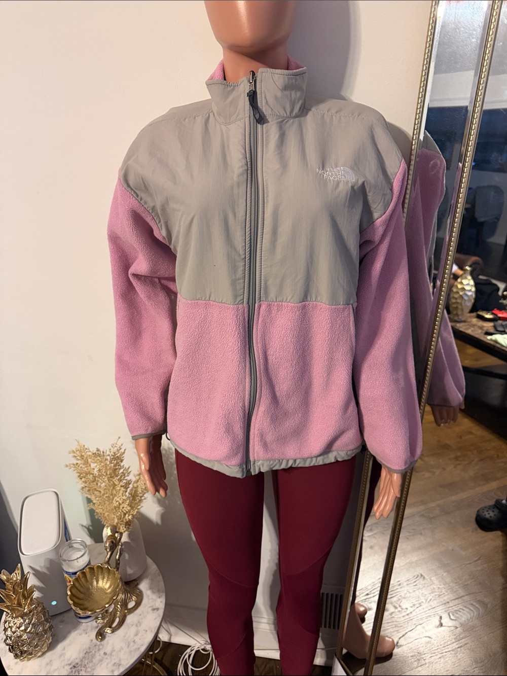 The North Face Two-Tone Pink and Light Gray Fleece Jacket